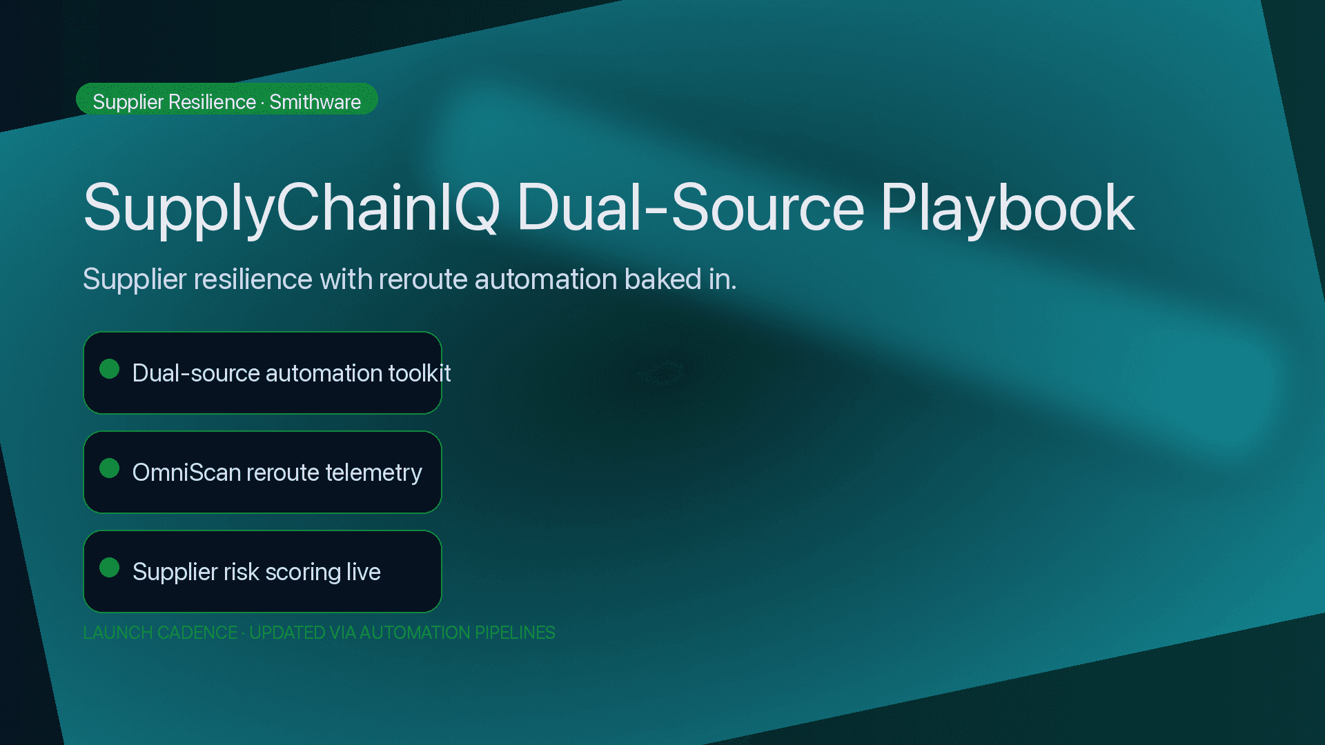 SupplyChainIQ dual-source planning dashboard
