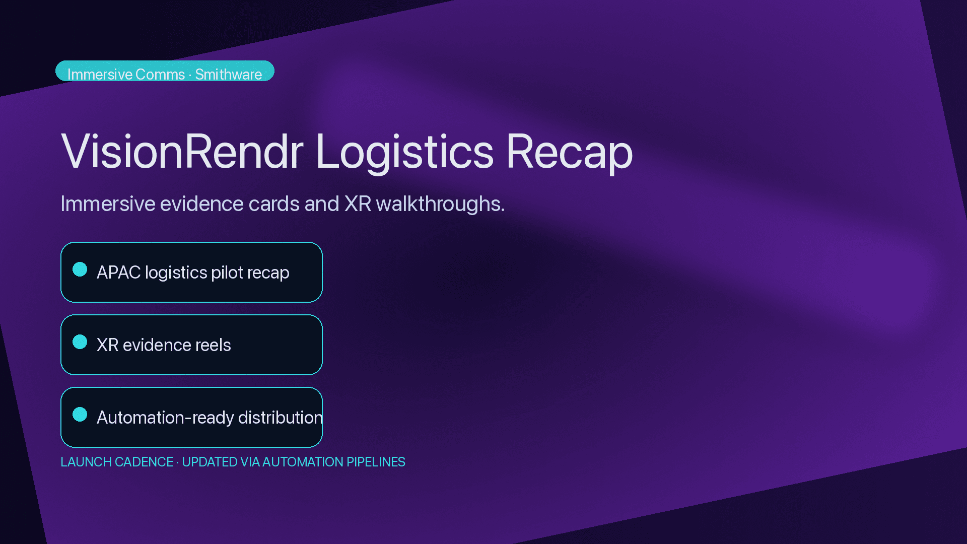 VisionRendr immersive evidence dashboard